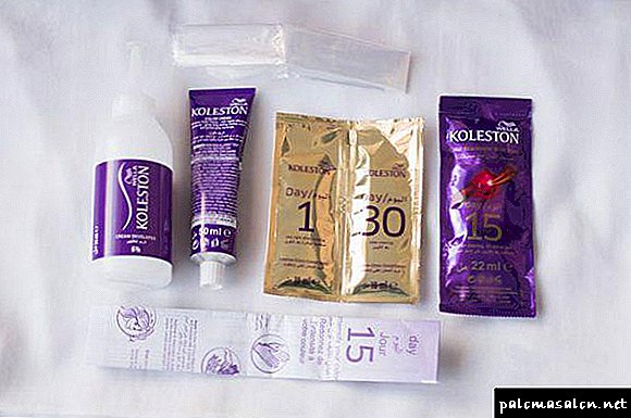 Palette et instructions pour l'utilisation de la teinture pour les cheveux Vella Coleston