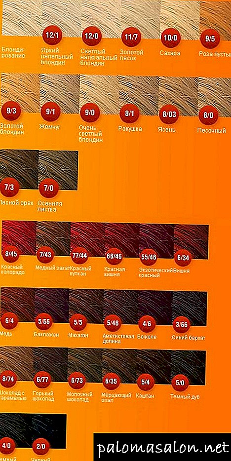 Die Überprüfung der Farben und Schattierungen einer Palette von Farben für Haare Vellaton