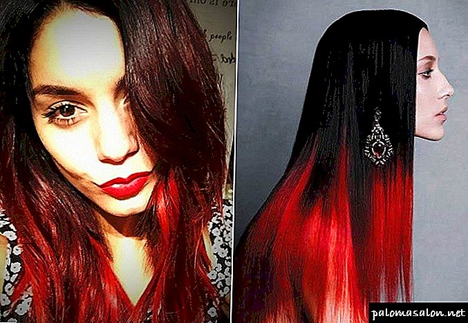 Ombre v rdeči barvi za temne lase