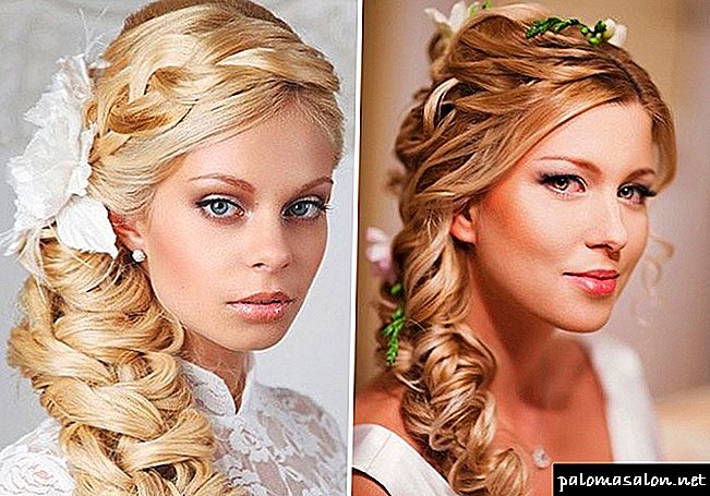 Orta boy saçlar için düğün saç stilleri: peçe, patlama veya çiçeklerle